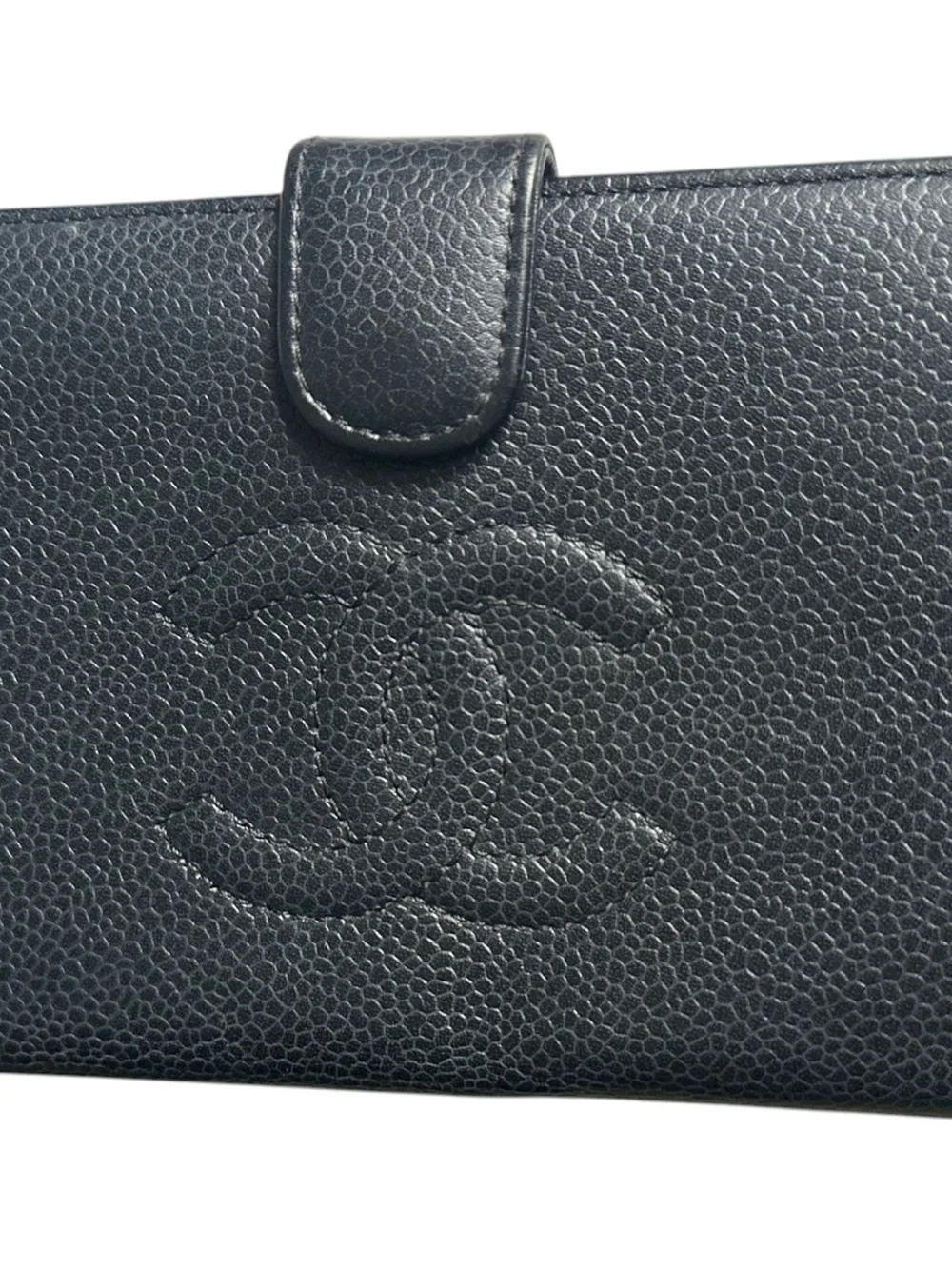 CHANEL Vintage Black Caviar CC French Long Wallet Kiss Lock Coin Purse 11 Series